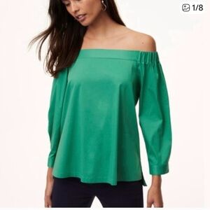 LOFT Green Off-Shoulder Button Back Top